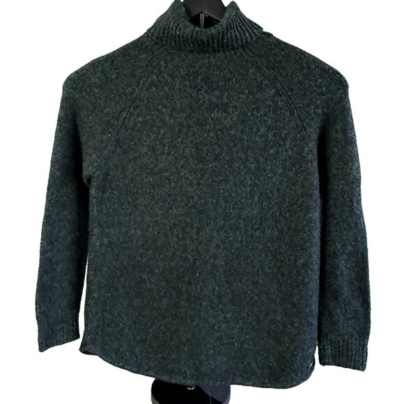 Michael Kors Charcoal Slouch Turtleneck Sweater Women's L MK Logo Knit Pullover - Picture 3 of 12